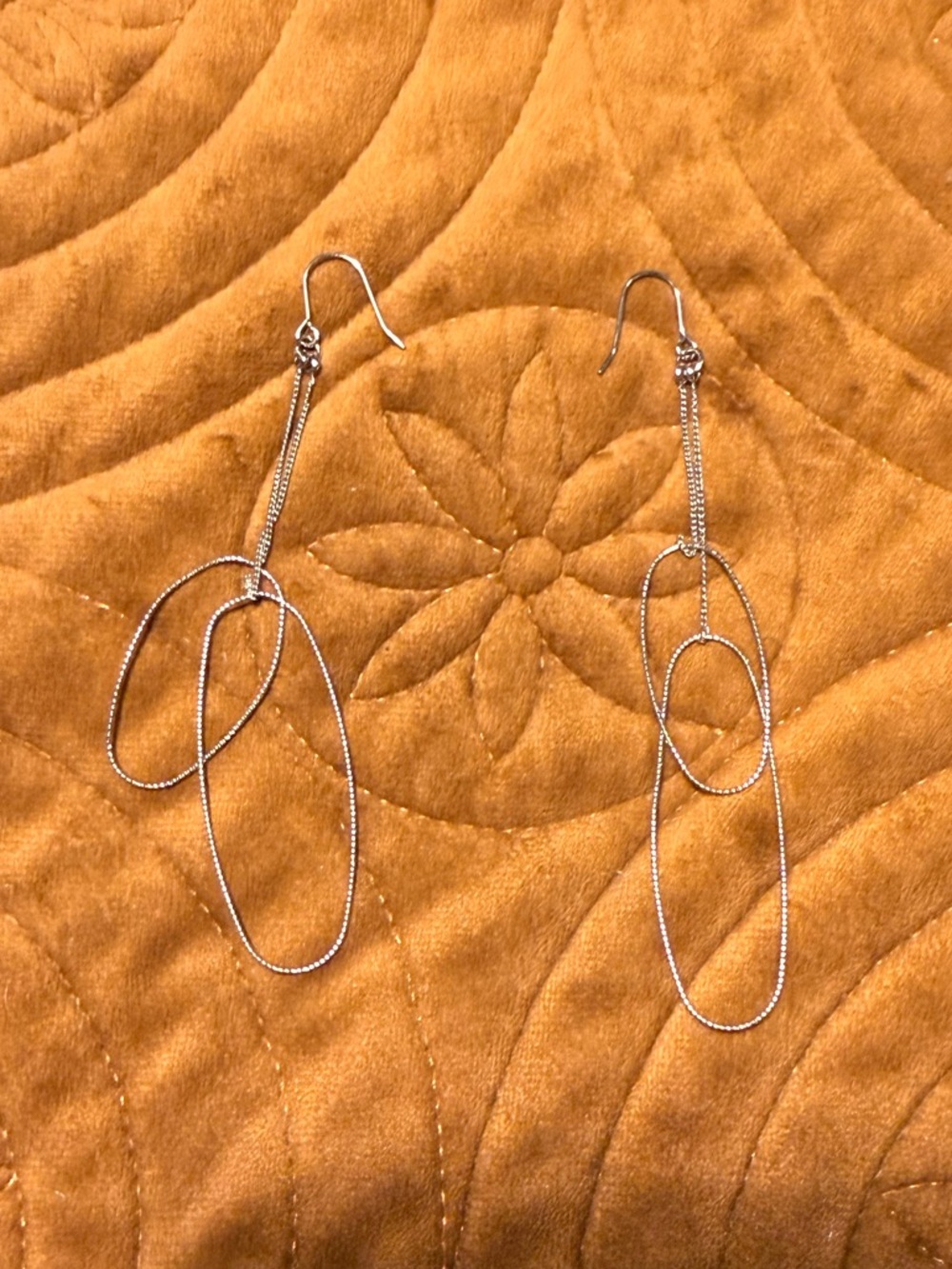 Silver Double-Oval Drop Earrings